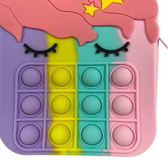 Sensory Bubble Pop Push Unicorn Shoulder Bag Purse Pastel Rainbow - Picture 4 of 10